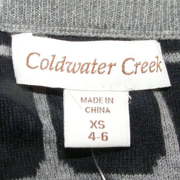 new COLDWATER CREEK Cardigan, XS/4-6 Windowpane, 3/4 sleeves, Gray & Black - Picture 11 of 13